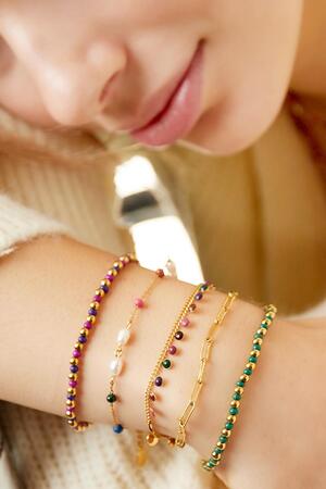 Bracelet en acier inoxydable perles et perles Argenté h5 Image2